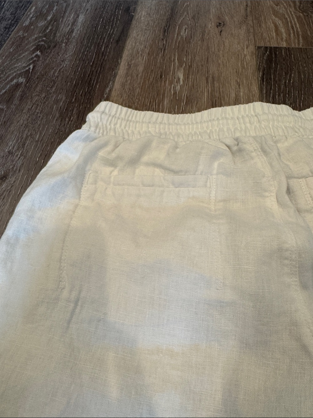Athleta Women's White Linen Wide-Leg Drawstring Track Pants - Picture 6 of 6